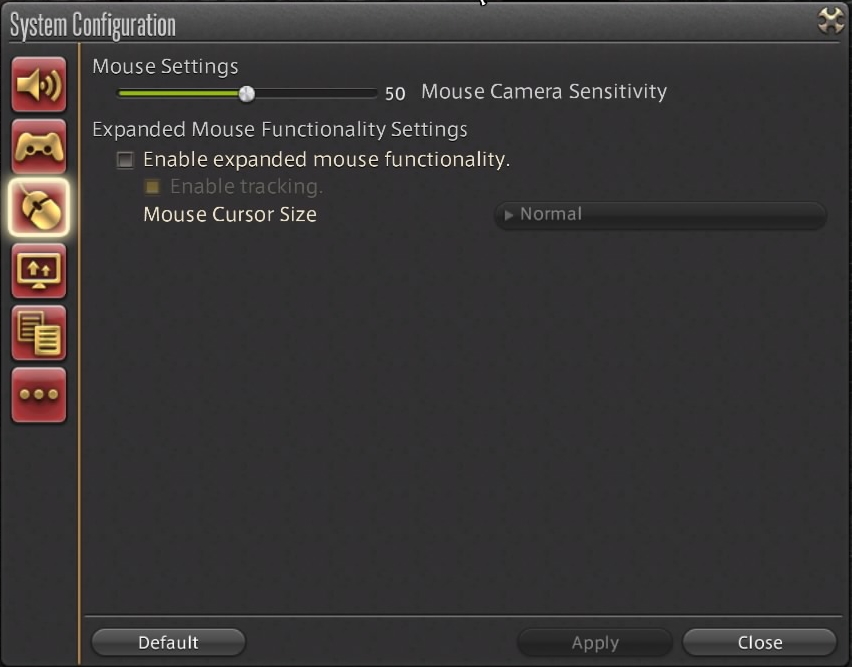 System Configuration - Console - Mouse Settings