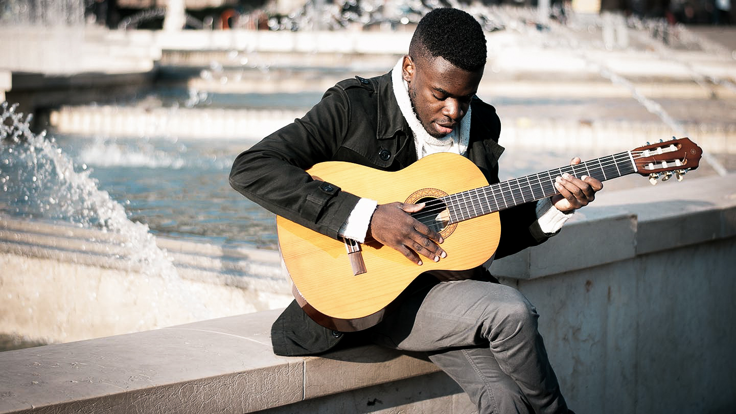 Alex jamming outdoors