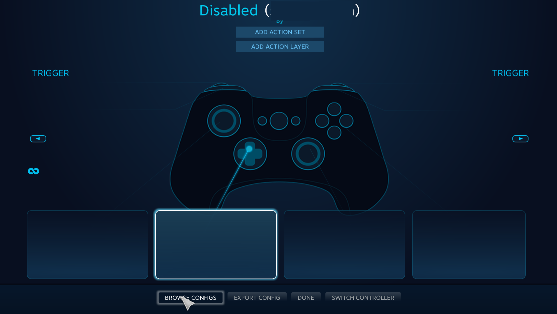 Steam Gamepad Mode. Load Steam Controller configuration file. Generic Gamepad configuration support.