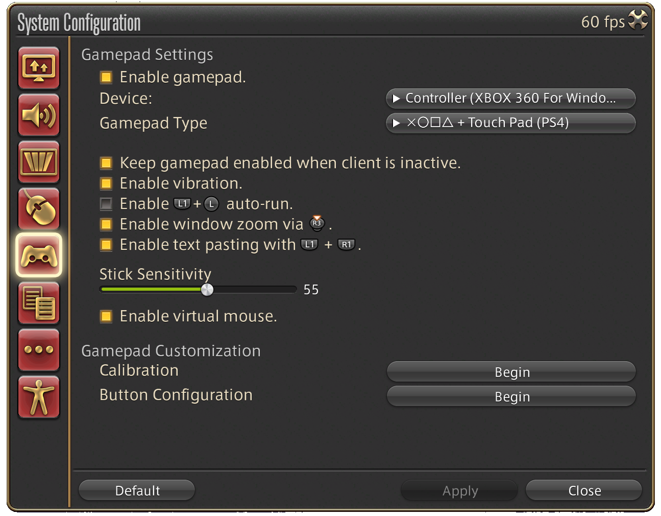 System Configuration - PC - Controller Settings